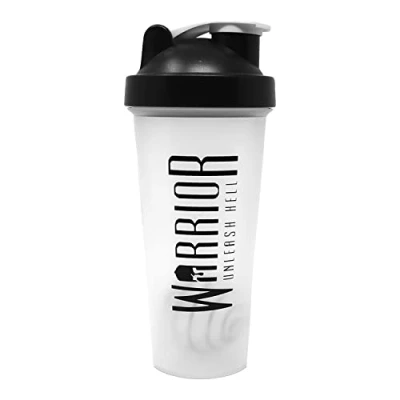 Afbeelding van Warrior Proteïne Shaker Fles, inclusief mixball blender van draad 600 ml Perfect voor het mengen poedershakes, helder, BPA vrij, vaatwasmachinebestendig