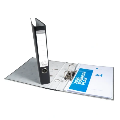 Afbeelding van Exacompta ref. 9044B 1 grijs gemarmerd kartonnen ordner met hefboom Prem&#039;Touch® 55 mm Rug mechaniek Afmetingen: 32 x 29 5 cm Formaat A4 Kleur zwart
