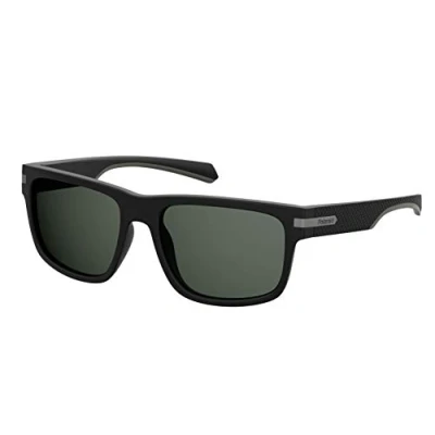 Afbeelding van Polaroid vierkante heren mat zwart grijs gepolariseerde zonnebril Sunglasses