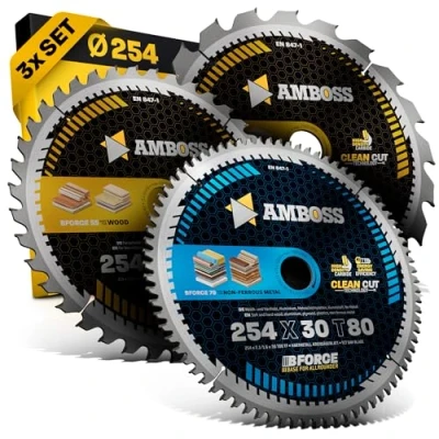 Afbeelding van AMBOSS WERKZEUGE® 254 x 30 handcirkelzaagbladenset geschikt voor Bosch GTS 10, PTS 100 T, Festool TKS80, Scheppach HS105, Metabo TK250, TS254 zaagblad assortiment