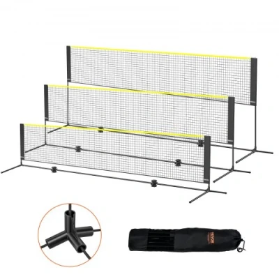 Afbeelding van VEVOR Badmintonnet, in hoogte verstelbaar volleybalnet, 4,3 m breed opvouwbaar pickleballnet, draagbaar, eenvoudige set up tennisnetset met stangen, standaard en draagtas, voor kinderen, achtertuin,