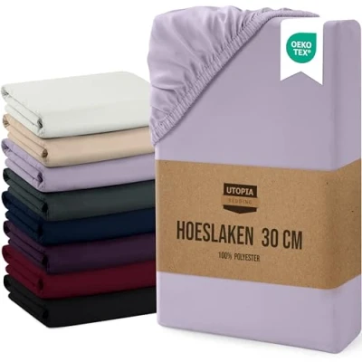 Afbeelding van Utopia Bedding Hoeslaken 180x200 tot 30 cm Matrashoogte, Lavendel Eenvoudig onderhoud Zachte Geborstelde Microvezel Stof Krimp en Vervaagt Bestendig