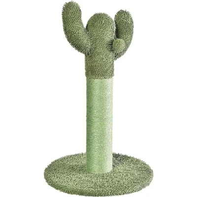Afbeelding van Amazon Basics Krabpaal, cactus, hangende bal, 65 cm, groen