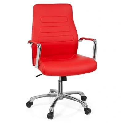 Afbeelding van Directiestoel Met Armleuning Kunstleder Rood Ergonomisch