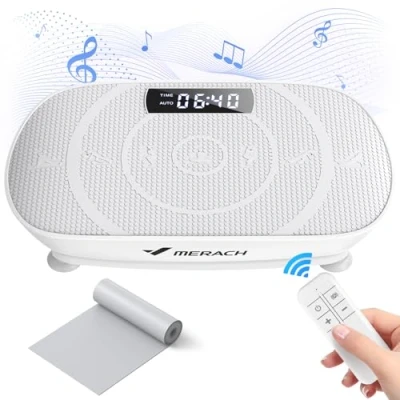 Afbeelding van MERACH Vibration Plate, Whole Body Workout Powerful Plate Exercise Machine for Weight Loss and Shaping, Auto or Manual Speed Control, Built in Bluetooth Speaker