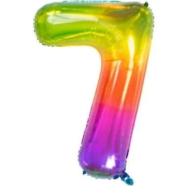 Afbeelding van Helium ballon Yummy Gummy regenboog cijfer 7 81cm