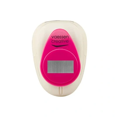 Afbeelding van Vaessen Creative Motiefpons, rechthoekig, 2,5 cm, medium stans, motiefperforator, 1 stuk, tot 160 g/m², om te knutselen met papier en scrapbooking, wit/roze, 2,3 x cm