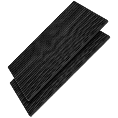 Afbeelding van FUNSUEI 2 stuks barmat siliconen zwart, 30 x 45 cm rubberen afdruipmat keuken servies, rechthoekige koffiemat voor bar, café, club