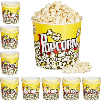 Afbeelding van Relaxdays 48 x popcorn bakjes popcornbekers snoep plastic herbruikbaar