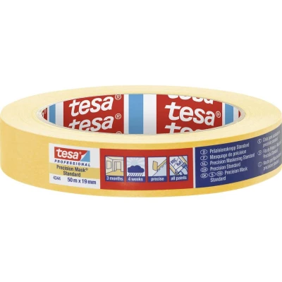 Afbeelding van Tesa Precisie afplaktape glad lichtbeige lengte 50 m breedte 19 mm wiel 8 stuks 04344 00004 00