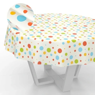 Afbeelding van Wasdoek tafelkleed, afwasbaar, tafelzeil, tuintafelkleed, voor binnen en buiten, rond, 140 cm, snijrand, feest