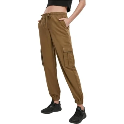 Afbeelding van Urban Classics Ladies Viscose Twill Cargo Pants Broek, Dames, Maat: XS, Summerolive