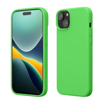 Afbeelding van kwmobile Case voor iPhone 15 Plus Slank TPU Hoesje met Zachte Afwerking In limoengroen