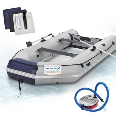 Afbeelding van Opblaasboot / Rubberboot boot 2 banken Grijs Incl. peddels