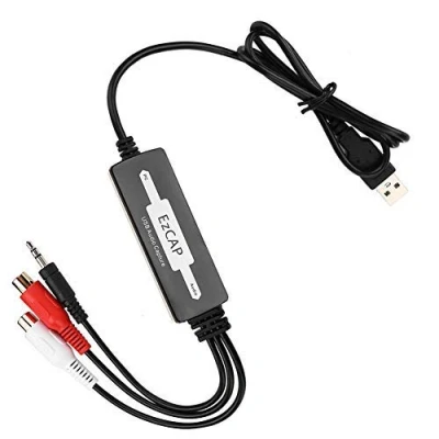 Afbeelding van USB Audio Capture Recorder Card Converteert Turntable LP/Cassette Tape naar MP3/WAV Digital Music Converter Adapter, ondersteunt Windows XP/Vista/7/8/8.1/10 en MAC.