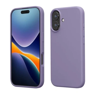 Afbeelding van kwmobile telefoonhoesje geschikt voor Apple iPhone 16 Hoesje met siliconen coating Smartphone case in violet lila