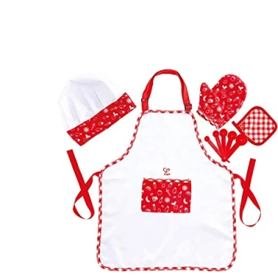 Afbeelding van Hape E3162 Chef Pack Dress Up Play Set with Cooking Accessories for Kids, Ages 3+, Red and White