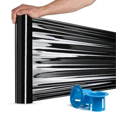 Afbeelding van RAGO® verpakkingsfolie zwart 0,85 kg 7,5 x 40 cm stretchfolie verpakking I verhuisfolie kunststof voor met dispenser