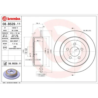Afbeelding van Brembo Remschijven 08.B529.11