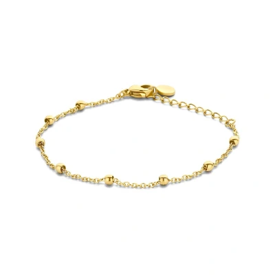 Afbeelding van Armband Bolletjes staal goudkleurig 3 mm 19 cm