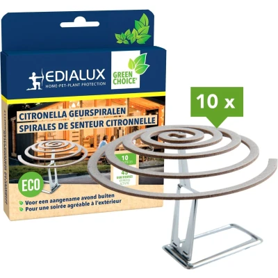 Afbeelding van Edialux Mosquiway® Citronella Spiralen voor zorgeloze avonden in de tuin zonder Muggen Anti Spiraal Wierook