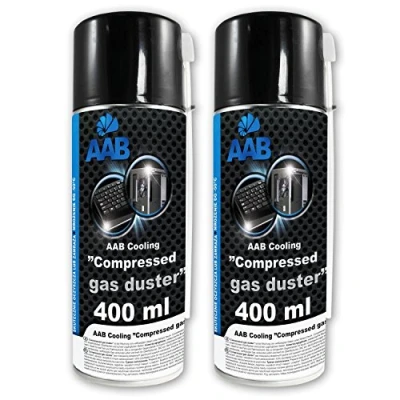 Afbeelding van 2 x AAB Compressed Gas Duster 400ml Air for Cleaning Computer, Keyboard, and Other Office Equipment, Compressor, PC Keyboard Cleaner, Aerosol, Can Computer Kit