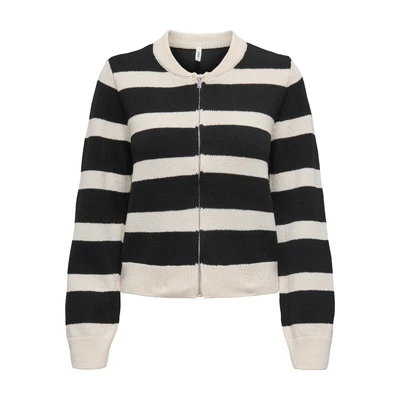 Afbeelding van Only Vest Onlthora Ls O neck Bomber Cc Knt 15339642 Birch/black Dames Maat XS