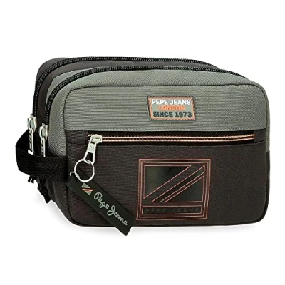 Afbeelding van Pepe Jeans Cody Toilettas met twee vakken, aanpasbaar, Zwart, 22 x 10 9 cm, polyester, Neceser Dos Compartimentos Adaptable, vakken aanpasbaar