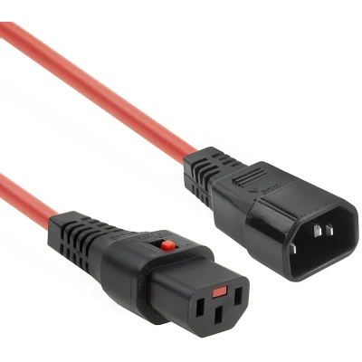 Afbeelding van ACT Netsnoer C13 IEC Lock C14 rood 3 m, PC1387