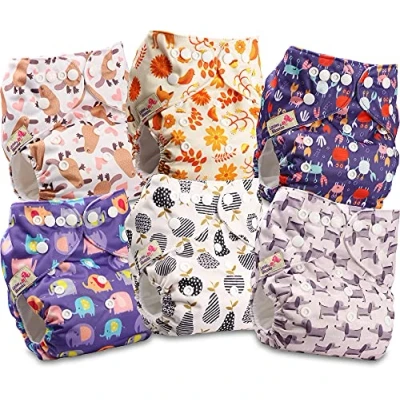 Afbeelding van Littles and Bloomz Herbruikbare baby pocketluier, standaard drukknoop, 6 luiers, FLP2 0602