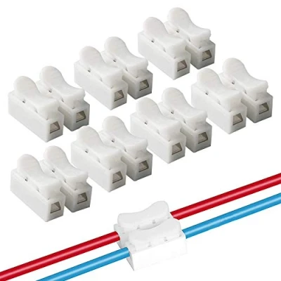 Afbeelding van QitinDasen 100Pcs Premium CH2 Veerdraadconnectoren, Snelconnector Klemmenblok, Elektrische Kabelklem Klemmenblokconnector, LED Strip Lichte Draadverbinding, Geen Schroef Soldeerlassen
