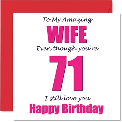 Afbeelding van Grappige 71e Verjaardagskaarten voor Vrouw 71 I Still Love You Gelukkige Verjaardagskaart van Echtgenoot Partner, Eenenzeventig Eerste Banter Cadeaus, 145mm x Grap Humor Wenskaarten