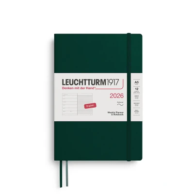 Afbeelding van Leuchtturm1917 Weekly Planner&amp;Notebook A5 12 maanden 2026 Softcover Forest Green