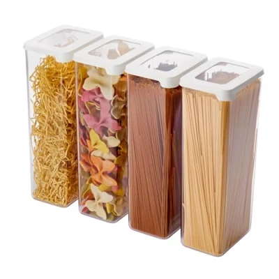 Afbeelding van SmartStore Doorzichtige luchtdichte droogvoedselcontainers met deksels, 2,25 l, set van 4 20% biogebaseerde plastic opbergdoos deksel, BPA vrij, vaatwasmachinebestendig stapelbare