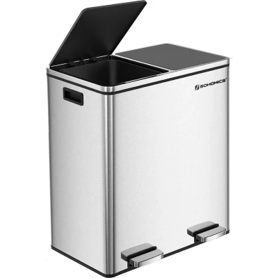 Afbeelding van Hoppa! Songmics RVS Afvalbak 60L Grijs