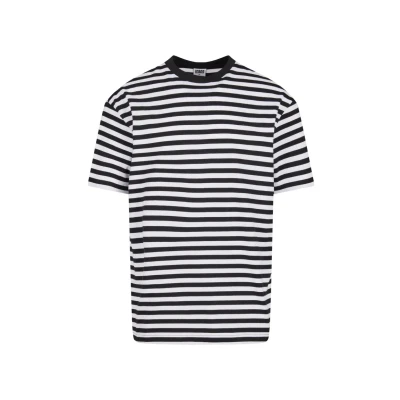 Afbeelding van Urban Classics Regular Stripe Tshirt print, Heren, Maat: XXL, White black