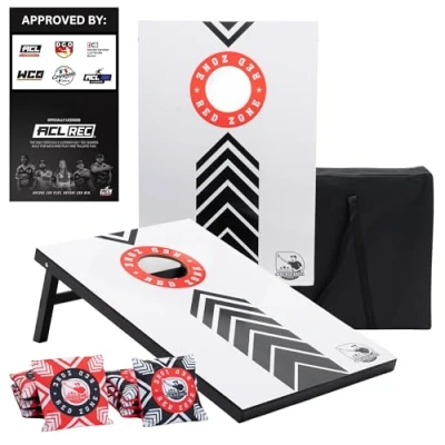 Afbeelding van Complete Cornhole Set 90x60 Red Zone Met 2 Boards 2x4 Zakjes Inclusief Draagtas