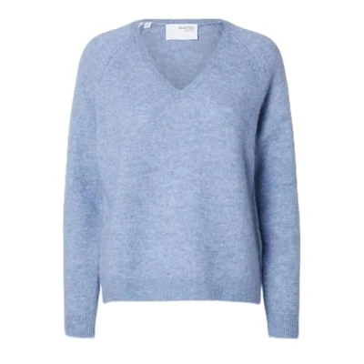 Afbeelding van Selected Femme Slflulu NEW V NECK NOOS Trui, Dames, Maat: 42, Endless sky