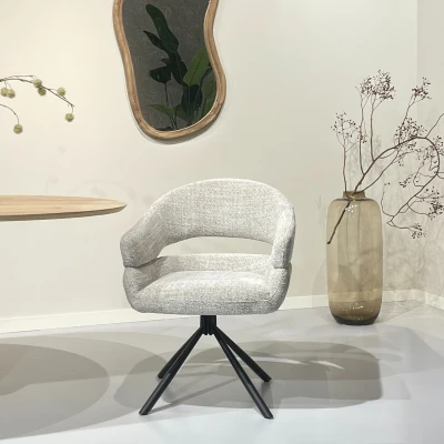Afbeelding van Livingfurn Linn draaibare eetkamerstoel bisque oasis Stof