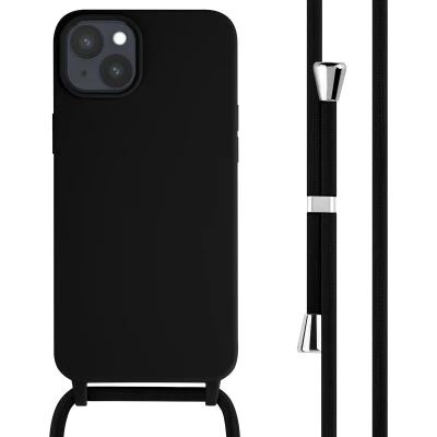Afbeelding van Apple iPhone 15 Plus Hoesje Siliconen en TPU (zacht) iMoshion Softcase/Koordhoesje/Backcover Zwart Telefoonhoesje