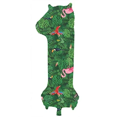 Afbeelding van Folat Folieballon Cijfer 1 Jungle Vibe 86 cm