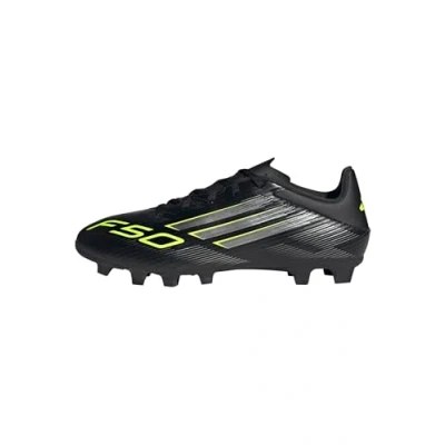 Afbeelding van adidas Uniseks Volwassen F50 CLUB Firm Ground/Multi Ground Football Boots, Core Black/Iron Metallic/Lucid Lemon, 45 1/3 EU
