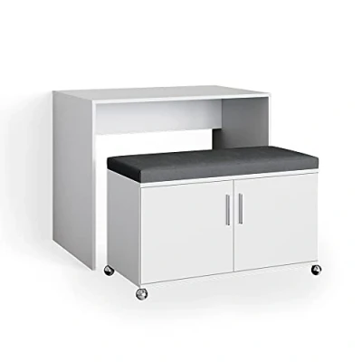 Afbeelding van Vicco Bureautafel &quot;Flona&quot;, Wit/Antraciet, 93 x 60 cm