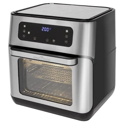 Afbeelding van ProfiCook PC FR 1200H heteluchtfriteuse,9 automatische programma&#039;s incl. variabele tijd en temperatuurinstelling, inhoud: ca. 11 liter,4 schaphoogtes voor optimale bakresultaten,roestvrij staal zwart