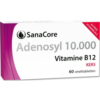 Afbeelding van SanaCore Adenosyl 10.000 Actieve Vitamine B12 60 zuigtabletten Adenosylcobalamine