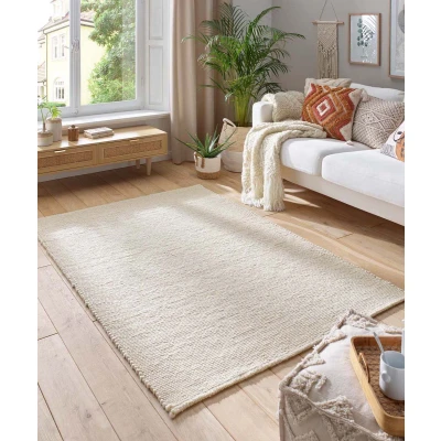 Afbeelding van Wollen Vloerkleed Lundr Wit 70x130 Cm
