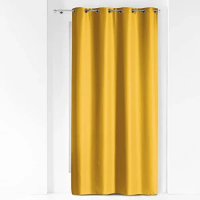 Afbeelding van Douceur d&#039;Intérieur Oogjesgordijn van metaal, 140 x 260 cm, polyester, effen, honing
