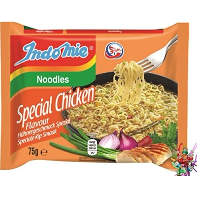 Afbeelding van yoaxia ® Set van 40 [40 x 75 g] pasta kippensmaak speciaal Instant Noodles Special Chicken + een klein gelukspop houten poppen