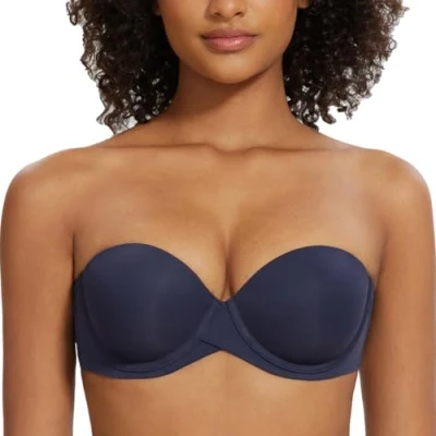 Afbeelding van MELENECA VROUWEN Opdrukken Strapless BH Gewatteerde Beker met Beugel Donkerblauw 95B
