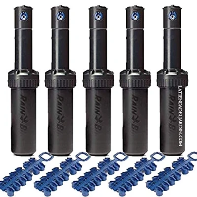Afbeelding van Suinga 5 x Rain Bird 5004 Plus sprinkler, bereik 7,6 tot 15,2 m, maakt het stoppen van de irrigatie sproeideksel, 3/4 inch schroefdraad, zwart